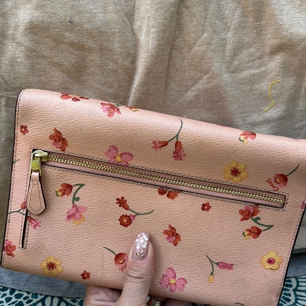 Coach Pink Floral Clutch with Envelope Design - Picture 5 of 5
